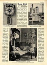 Moderne Möbel vereinigte Werkstätten München Wanduhr F. Ringer R. Riemers...1900