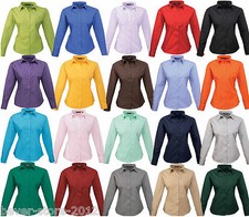 Damen Bluse Langarm Freizeit Business Hemd Übergröße Pflegeleicht 34-54  (BW300)