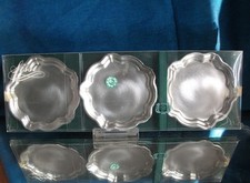 6 Zinn Untersetzer Wellenrand