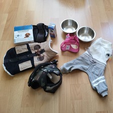 Hundegeschirr, Hundemantel Gr. XXS, Futternapf, Schutzhöschen, Stubenrein