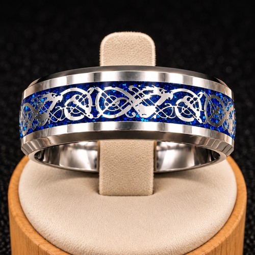 Herrenring edelstahl blau 8 - edelstahl, 21,8