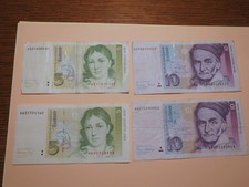 DM Banknoten 5DM 10DM