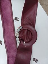 Weicher Damen Leder Gürtel 100 cm, Aubergine, Breite 6 cm