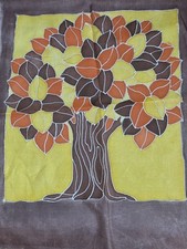 Seidenmalerei Seidentuch 46x34cm 100% Seide Motiv: Herbstlaub, ? Baum