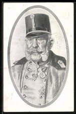 AK Kaiser Franz Josef I. von Österreich, Uniform - Portrait, gerahmte Ansicht 