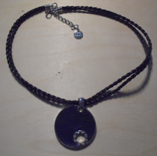 Bonita Halskette blau/schwarz rundes Element gestempelt/signiert Nr.1621