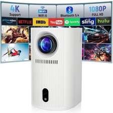 4K Mini Beamer Projektor 1080P Tragbarer Videoprojekto WiFi Bluetooth Heimkino