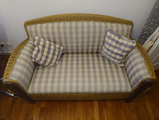 Rattan Holz Sofa 2 Sitzer