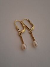 Ohrschmuck:  Brisuren,  375er Gelbgold,  Perle,  Zirkone