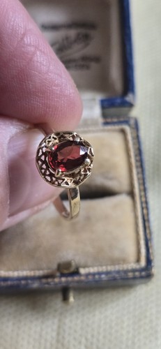 Granat ring gepunzt - ring, gelbgold