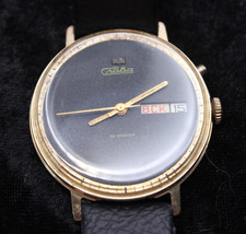 Seltene Vintage Herren Armbanduhr Mechanisch Slava 26 Steine Tag/Datumsanzeige