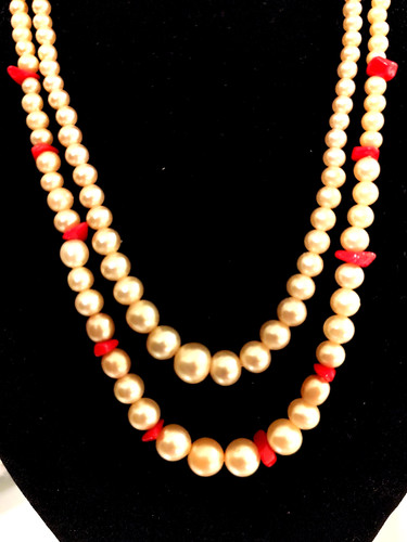 Perlenkette elegant koralle - perlenkette,