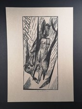 Original Holzschnitt. "Ohne