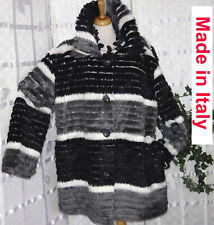 MADE IN ITALY Designer Jacke  Gr. OS 46 48 50 schwarz grau off weiß WEB PELZ