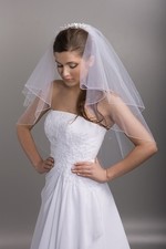 Brautschleier mit Swarovski-Elements, 2-lagig, 40/60 cm in weiß