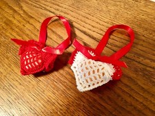 2 Herzen Herzchen Säckchen Gehäkelt Handarbeit Für Duftseife