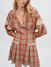 Maje Womens Dress Orange Plaid