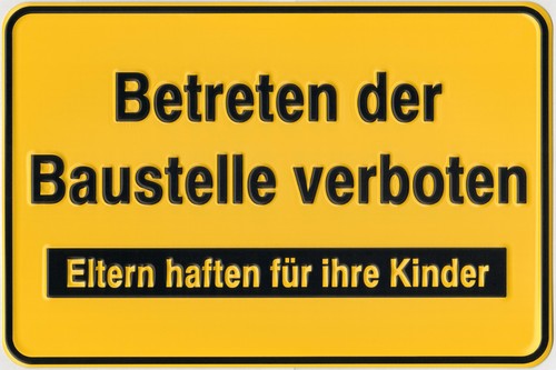 Alu schild betreten der - -,