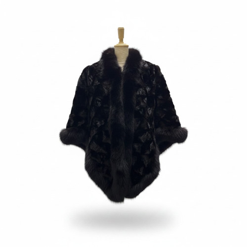 Echter nerz fuchs poncho cape - nerz,