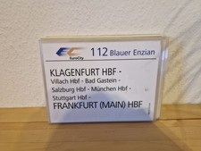 [ÖBB] Zuglaufschild EC 112 "Blauer Enzian" Klagenfurt Hbf - Frankfurt (Main) Hbf