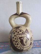 Steigbügel Auswurfkrümmer Flasche mit Fox warrior Abbildung Mochica Peru 