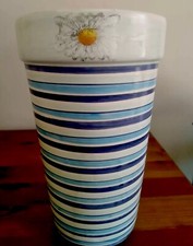 Base Blumentopf Keramik 8x12x18cm Blau Gestreift Restposten