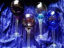 Vier bunte *ROEMERGLAESER * (Glas-Made in Italy) 