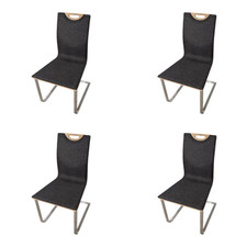 Gwinner 4er Set Freischwinger Lena Stoff Florida 122 Schwarz Rücken 