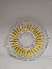 2 x  Runde Tortenplatten Kuchenplatte Walther Glas Gelb Klar Vintage 50er 60er