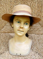 Wachsbüste Hutmacher / Frisörhandwerk mit Echthaar + Glasaugen aus Paris um 1900