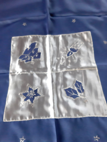 Mitteldecke blau silbern - mitteldecke,, blau/silbern