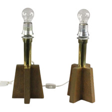 Paar Doria Tisch Lampen Holz