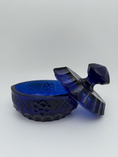 Deckeldose kobaltblaues Glas