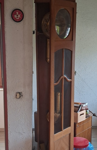 Standuhr holz glas - holz/glas/messing, mit