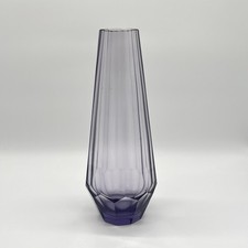 Antike Josef Hoffmann - Moser Karlsbad Glas Vase Art Deco Facettenschliff Lila