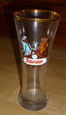 Bierglas Salvator München Goldrand 18 cm hoch DM 7,5 cm vorn bedruckt