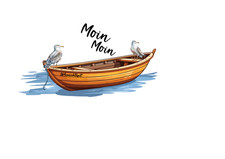 Möwen mit Boot Maritim Aufkleber  WOMO Auto/Wandtattoo Wetterfest-UV Beständig