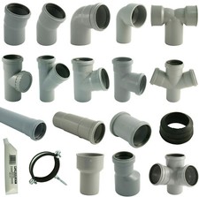 HT Abwasser Abfluss DN 32 40 50 75 110 Rohr Bogen Abzweig Schellen Siphon Muffe