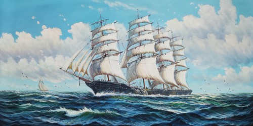 ölgemälde 60x120 segelschiff - Ölgemälde,