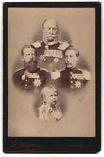 Fotografie D. Wettern, Hamburg, Kaiser Friedrich III., Wilhelm I, Wilhelm II.,  