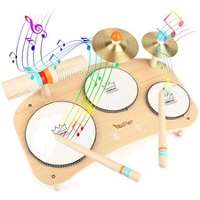 Holzspielzeug Schlagzeug, Kinder Trommel, Musikinstrument, 8 in 1, ab 3 Jahre