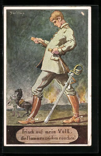 Künstler soldat der - künstler-ak, an