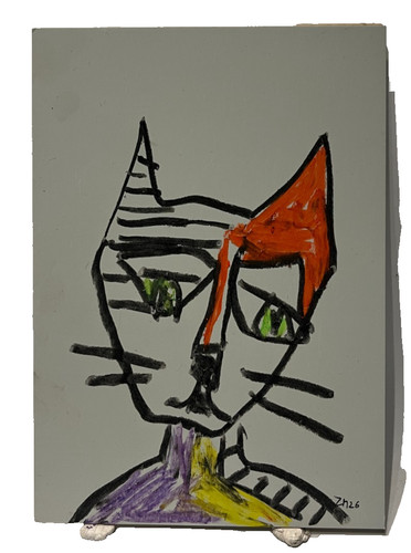 Katze kubistisch tiermalerei - katze,