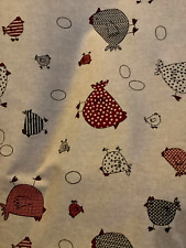 Deko Stoff Leinen Look Hühner