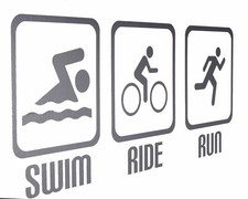 Swim Ride Run - Triathlon/Triathlet Wandkunst Aufkleber/Aufkleber - verschiedene Farben