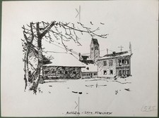 Aschheim - Original-Tusche-Zeichnung von Karl Sally Bauer-Oltsch