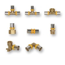 Pressfittings Gasfitting, Gaspressfittings, Verbundrohr, DVGW, 20,26,32 TH + U