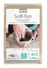 Soft-Ton weiß 1000g Tonmasse Softton töpfern modellieren 1kg Modelliermasse NEU