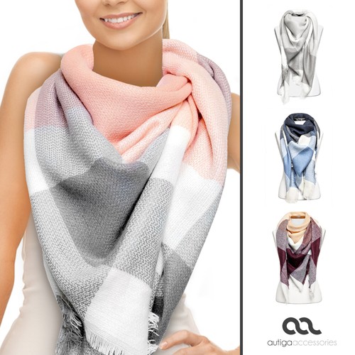 Damen strickschal kariert - damen,