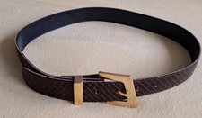 Ledergürtel Vintage Taillengürtel - braun - Krokodil-Stile-Prägung - 3 cm/75 cm